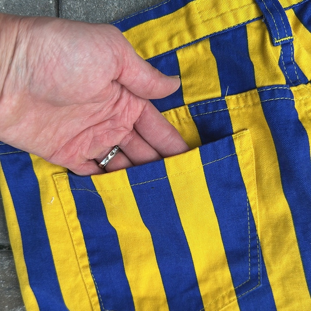 Game Bibs Blue Gold Cotton Mini Skirt Women 8 Collegiate Athletic Sports - Picture 6 of 10